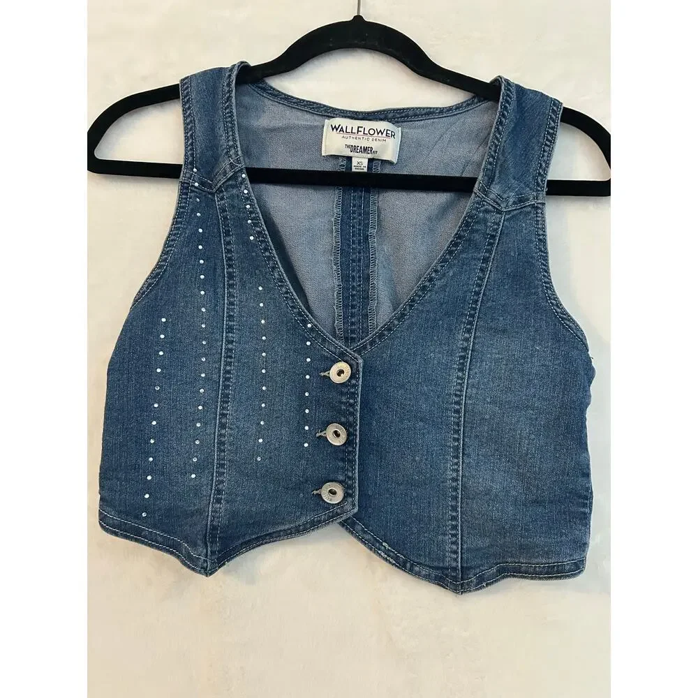 wallflower dreamer fit denim‎ vest xs adjustable